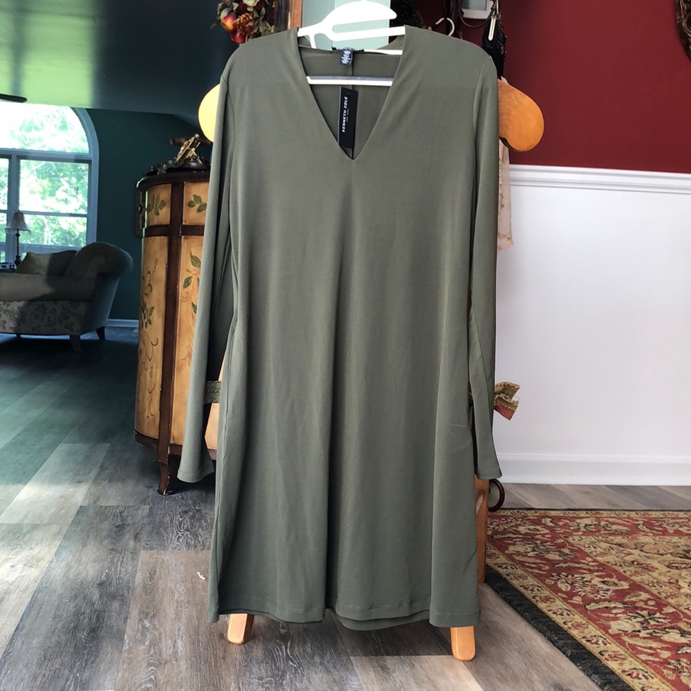 Kenneth Cole Green Grove Long-sleeve Dress